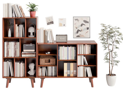 北欧错层实木书柜
