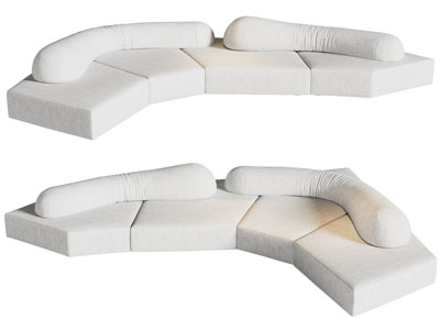 现代弧形多人沙发