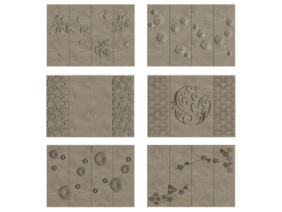 新中式背景墙3d模型 新中式背景墙