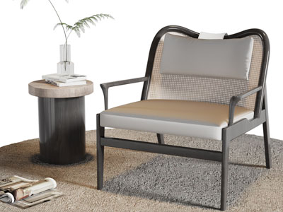 新中式休闲椅子、边几