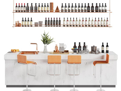 现代大理石酒吧吧台吧椅