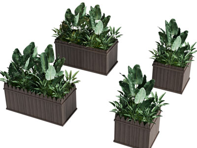 现代实木方形户外花盆盆栽植物
