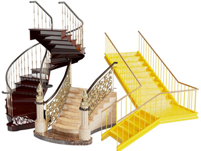 欧式雕花栏杆旋转楼梯3d模型 欧式雕花栏杆旋转楼梯