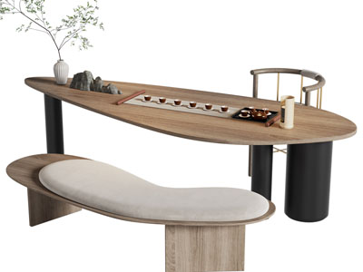 现代不规则茶桌椅组合