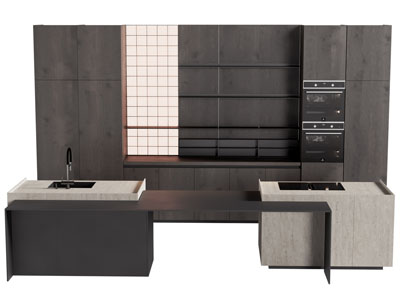 现代整体橱柜、厨房中岛