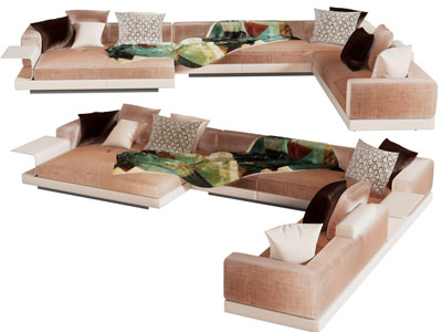 现代转角多人沙发