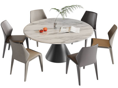 现代圆形餐桌椅组合