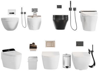 现代壁挂式智能马桶