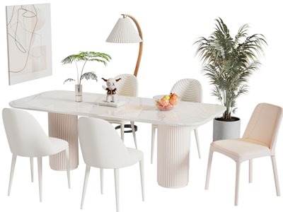 现代长方形餐桌椅组合