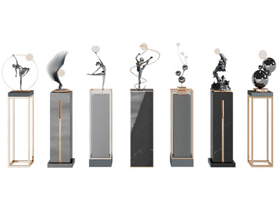 新中式工艺品雕塑雕刻摆件组合