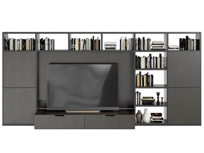 现代带收纳柜的电视背景墙3d模型 现代带收纳柜的电视背景墙