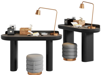 现代书桌、坐墩组合