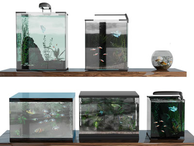 现代方形玻璃鱼缸水族