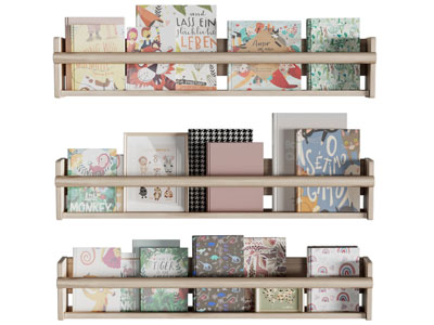 现代儿童实木墙面书架