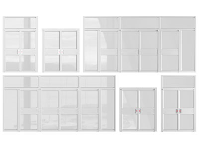 现代玻璃双扇平开门