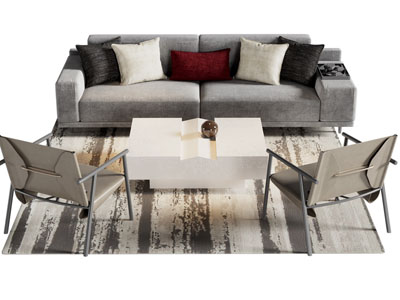 现代双人沙发、休闲椅子、茶几组合