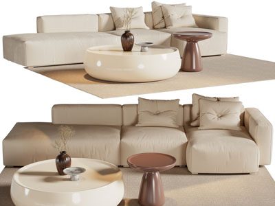 现代多人沙发、茶几组合