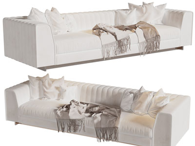 现代白色多人沙发