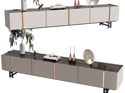 现代电视柜、摆件组合