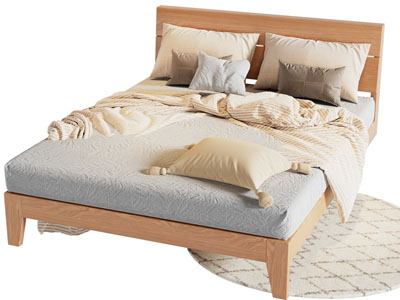 现代实木双人床