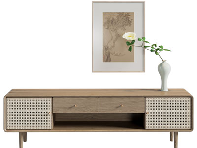 侘寂风实木电视柜