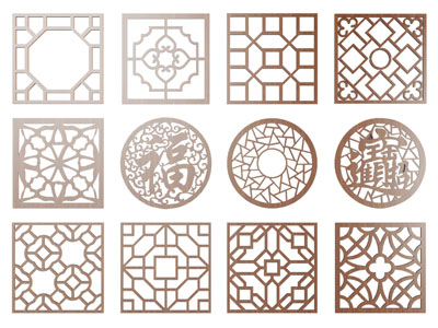 新中式雕花镂花窗、花格、窗格