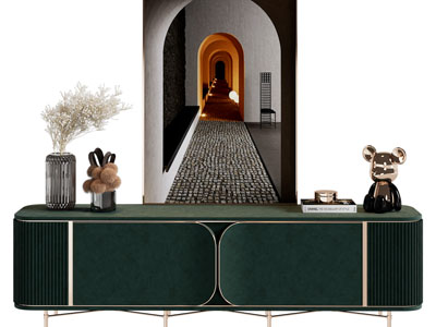 现代轻奢电视柜、摆件组合