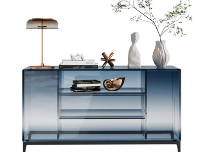 现代蓝色玻璃玄关柜、边柜