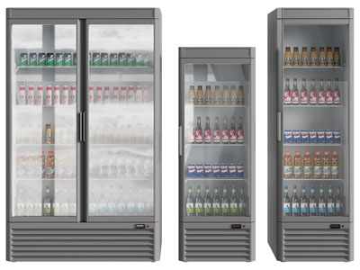 现代商务玻璃柜门的保鲜柜、冰箱