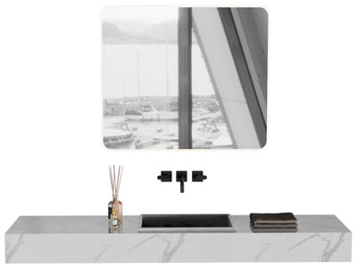 现代悬挂式洗手台、镜子