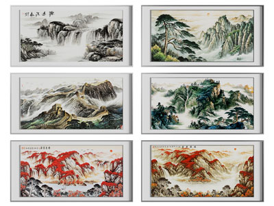 新中式山水装饰挂画3d模型 新中式山水装饰挂画