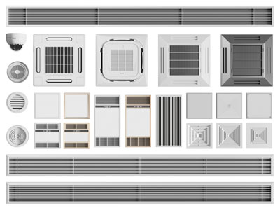 现代空调出风口、暖风扇3d模型 现代空调出风口、暖风扇