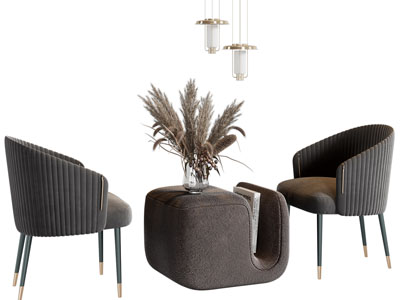 现代休闲椅子、边几