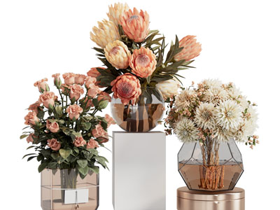 现代玻璃花瓶花卉