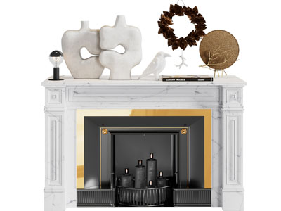 美式壁炉火炉、摆件组合