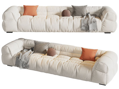 现代布艺多人沙发