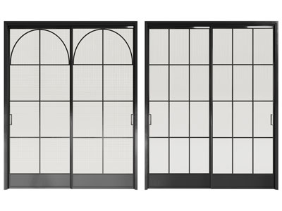 法式黑色边框的玻璃推拉门