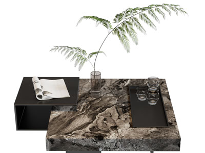 现代方形大理石茶几3d模型 现代方形大理石茶几