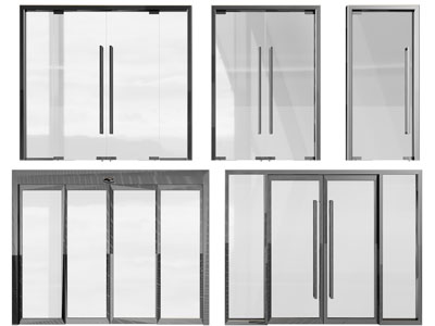 现代办公玻璃平开门