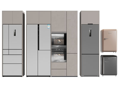 现代嵌入柜体的电冰箱