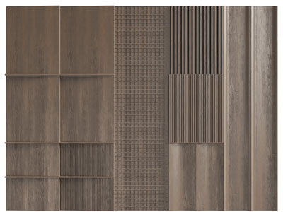 现代实木背景墙3d模型 现代实木背景墙