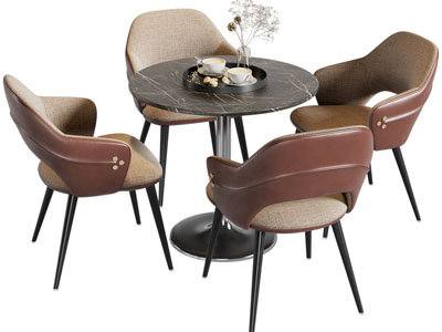 现代圆形餐桌椅组合