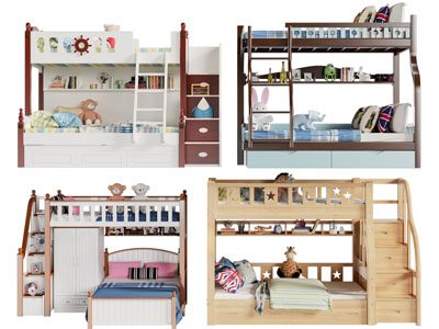 美式实木儿童上下床