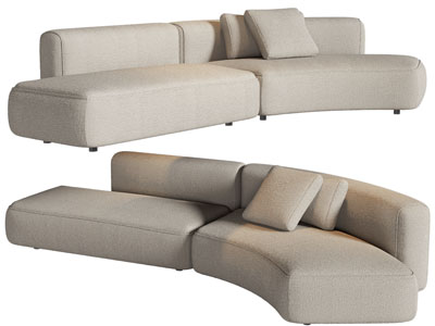 现代弧形多人沙发