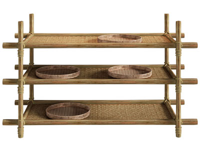 侘寂风民宿藤编置物收纳架