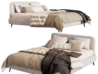 现代布艺双人床