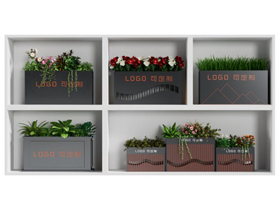 现代户外金属花箱盆栽植物