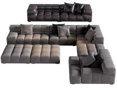 现代块状多人沙发