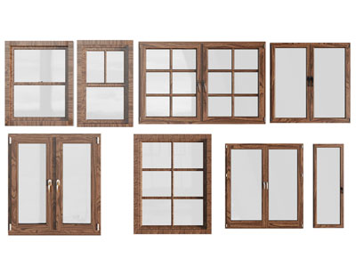 现代实木边框的平开窗户