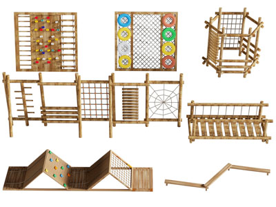 现代木质户外攀爬架游乐设备3d模型 现代木质户外攀爬架游乐设备